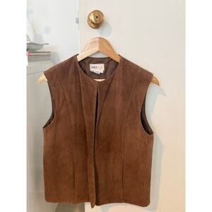 Vintage Brown Suede Leather Vest Genuine Leather Minimal 90s ✨